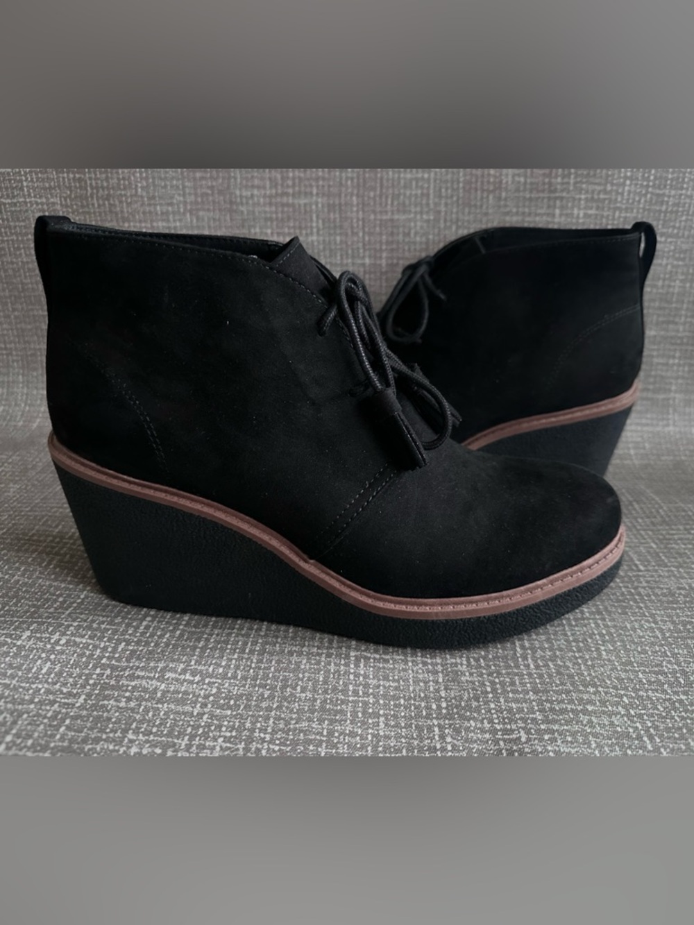 Dr. Scholl’s Women’s Black 3” Wedge Chukka Ankle Boots Lace Up Size 9M